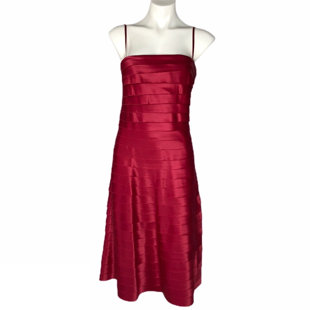 Eliza J Red Satin Spaghetti Strap Cocktail Dress